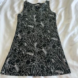 NY&C Black/White Floral Print VNeck Sleeveless Mini Dress Womens Small